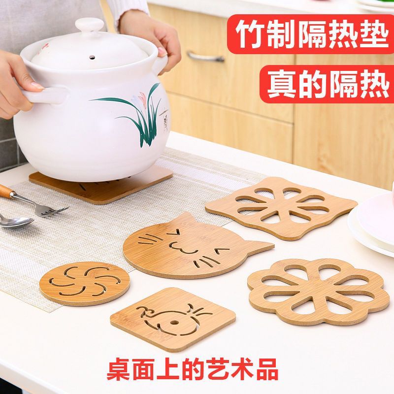小猫桌餐垫隔热垫盘子家用防烫垫批發 居家镂空木质杯垫 砂锅垫