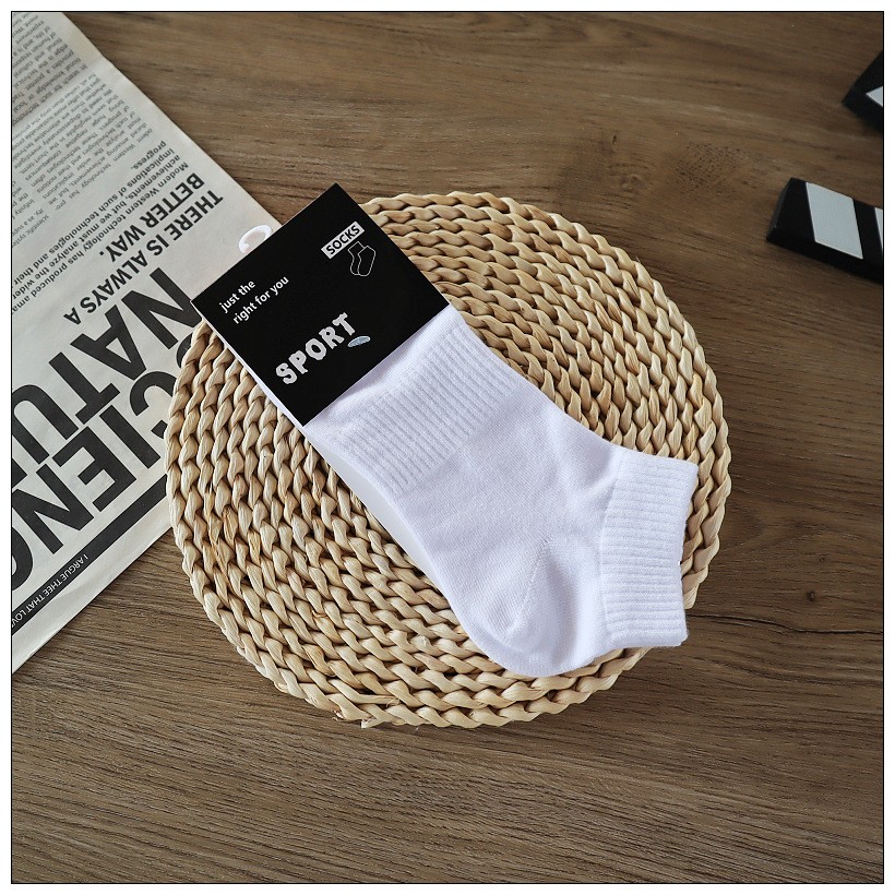 加厚男士白色船袜